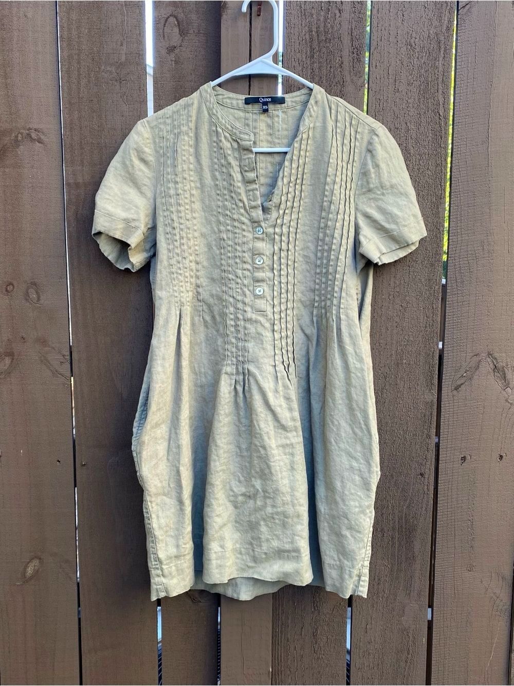 Quince 100% European Linen Short Sleeve Swing Dress
